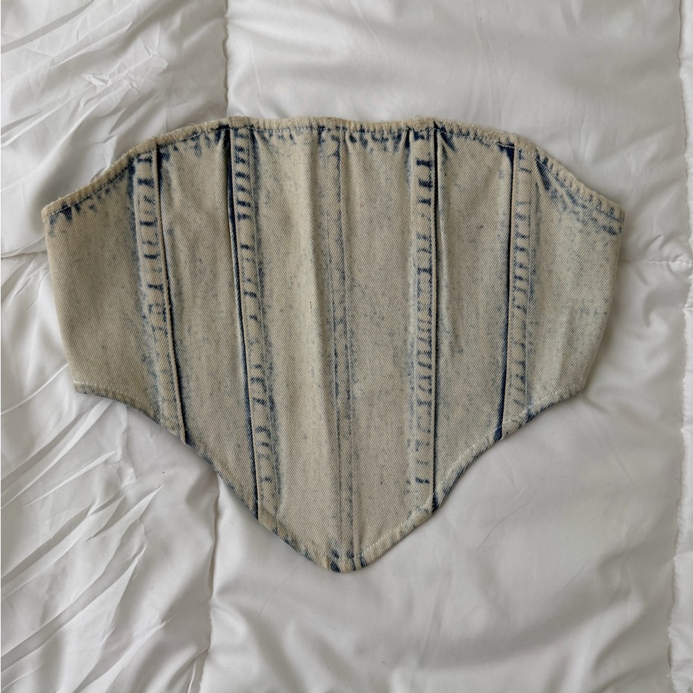 Stylish Cream and Blue Women's Crop Top